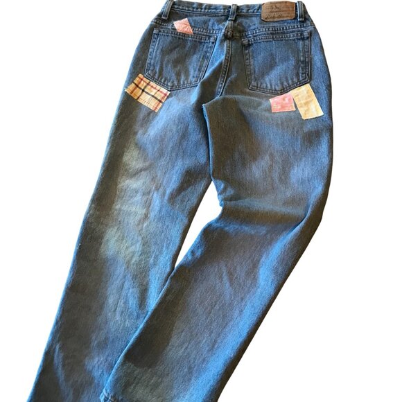 Upcycled Patchwork Jeans: Women's Size 6 Hippie Pants, Pastel & Lace Patches - Picture 2 of 13